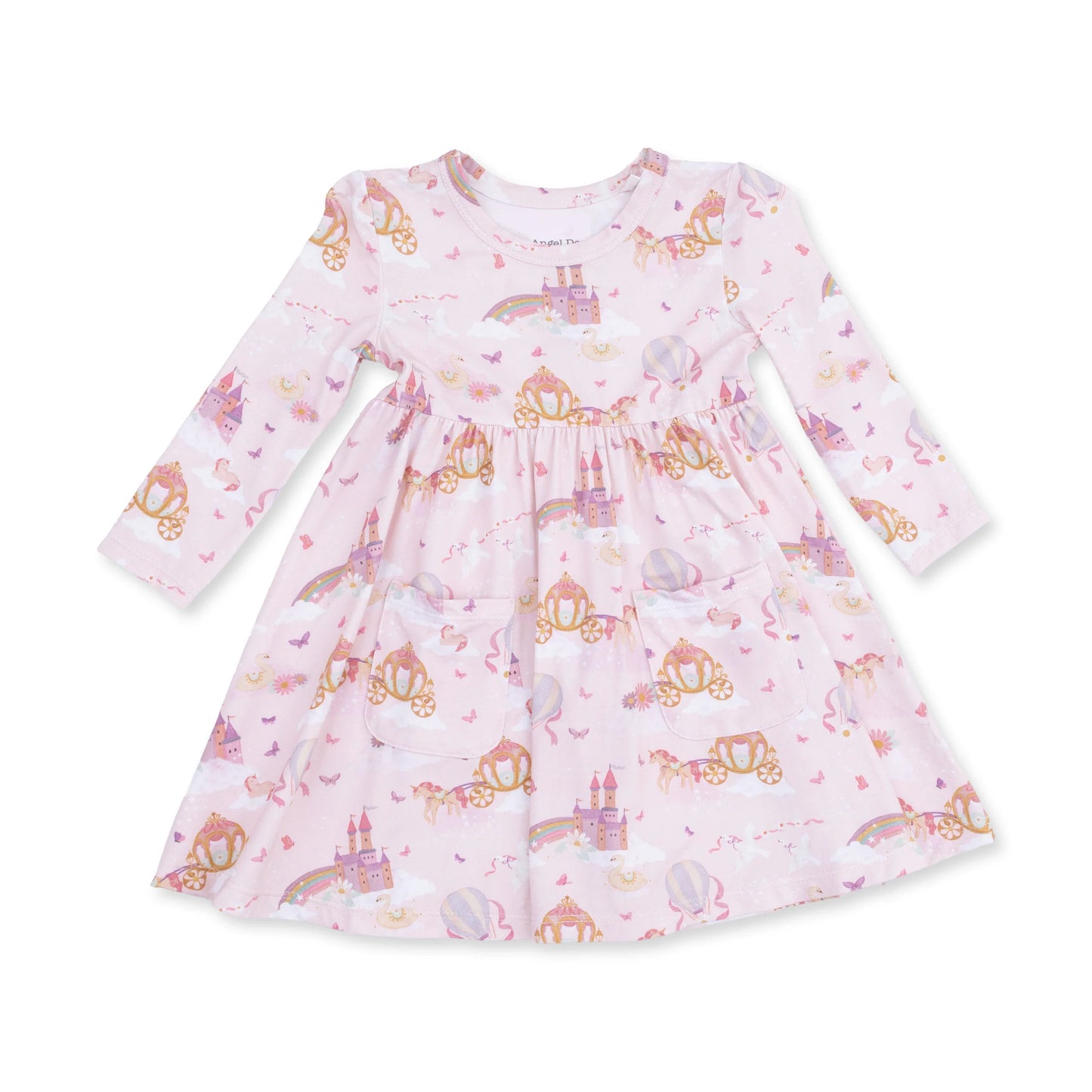 Princes Unicorns & Castle Twirly Long Sleeve Dress with Biker Short