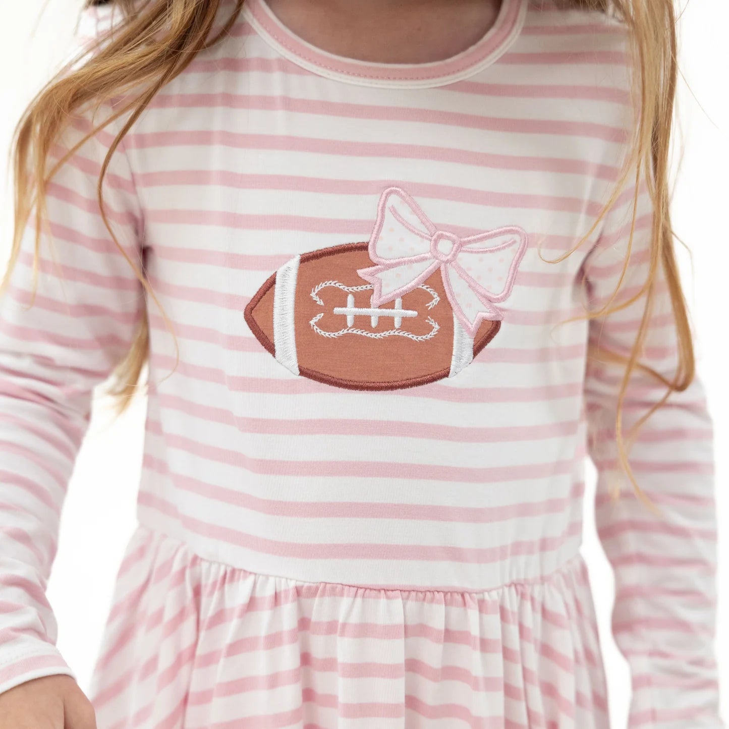 Football Dot & Stripe Long Sleeve Peplum & Ruffle Bells