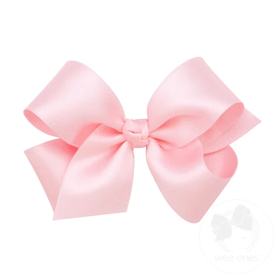 Pink Satin Medium Bow  - Doodlebug's Children's Boutique