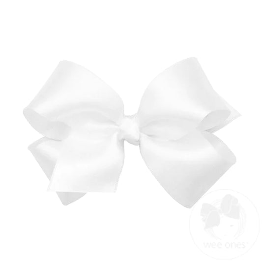 White Satin Medium Bow  - Doodlebug's Children's Boutique