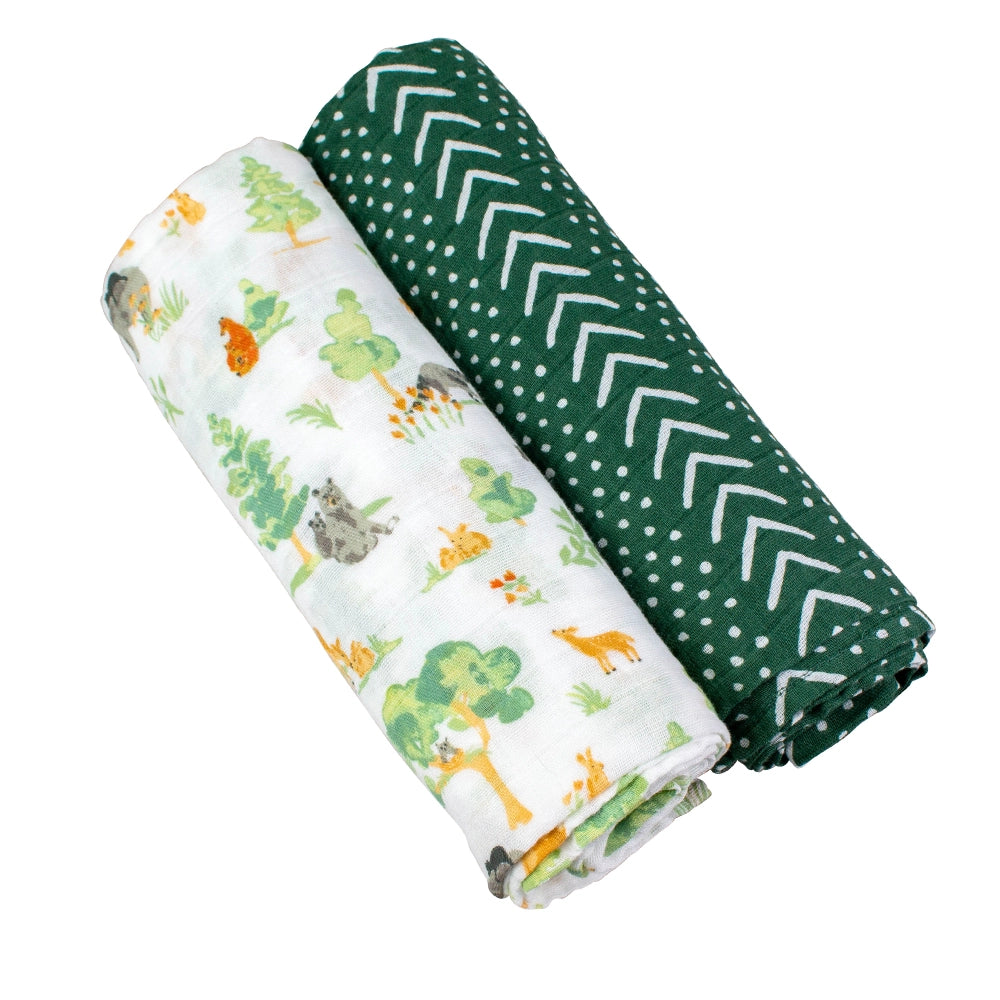 Forest Friends + Mudcloth Classic Muslin Swaddle Blanket Set  - Doodlebug's Children's Boutique