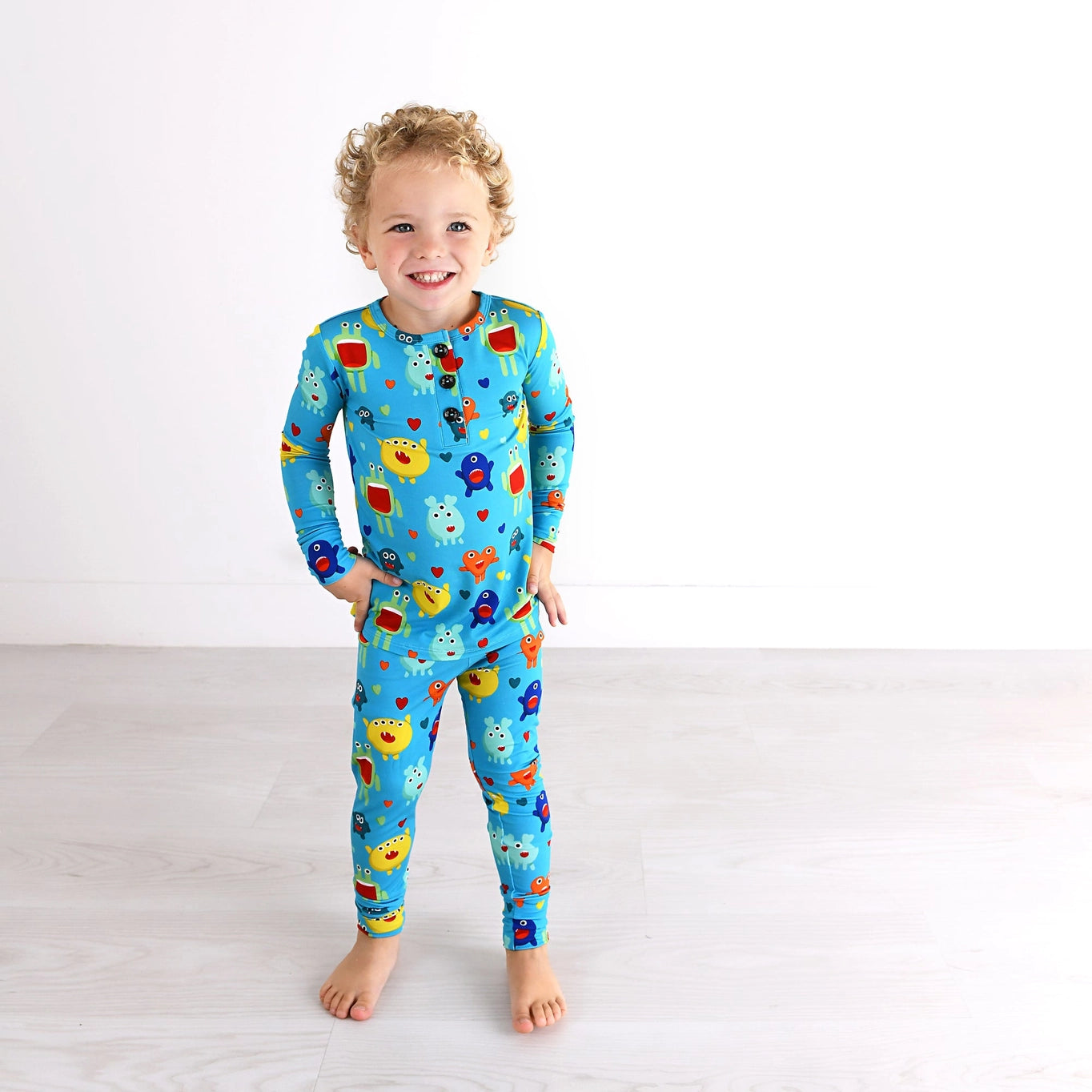 Finn Valentine Monster 2 Piece Pajama - Doodlebug's Children's Boutique