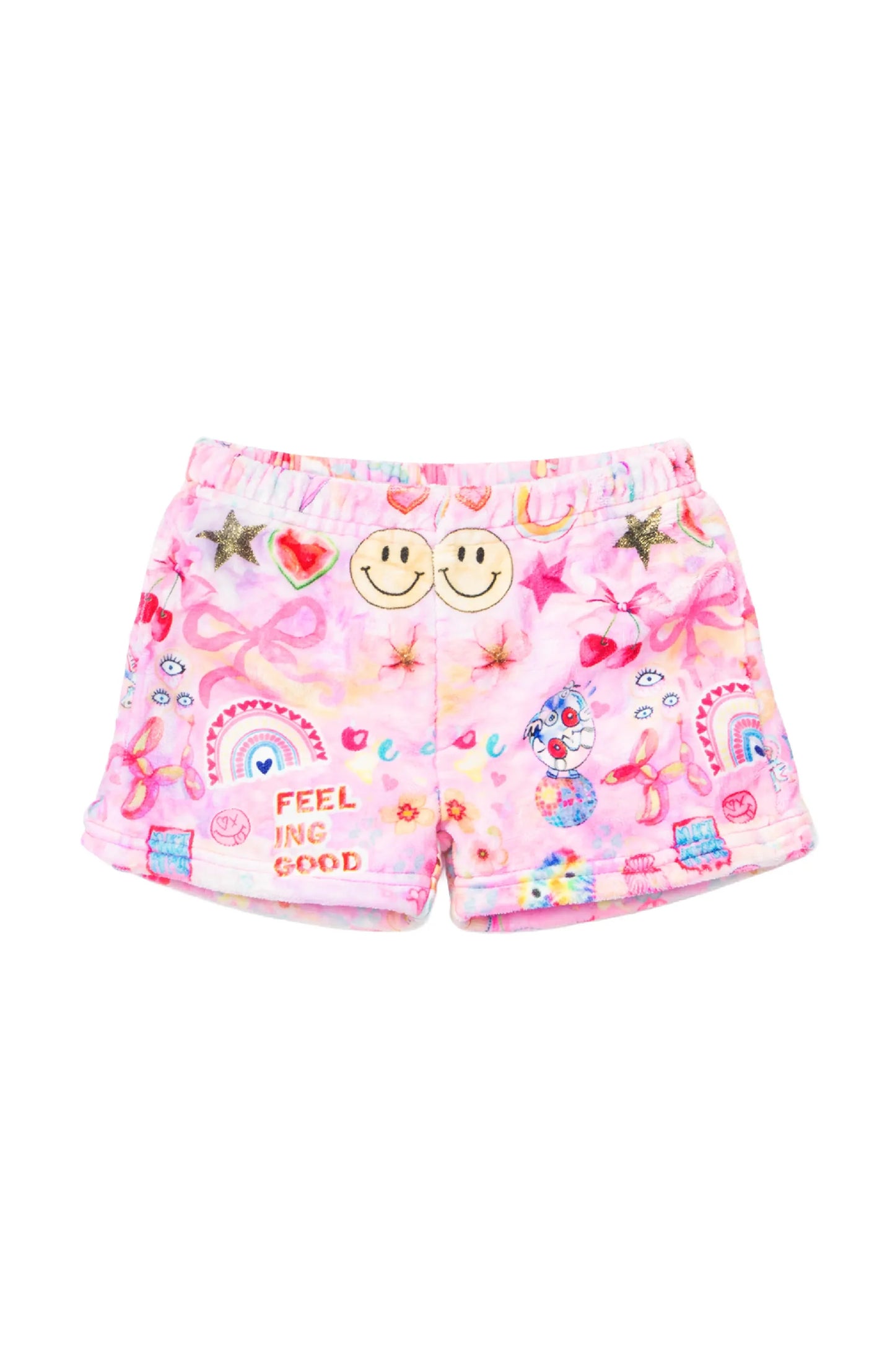Happy Collage Plush Loungewear Shorts - Doodlebug's Children's Boutique