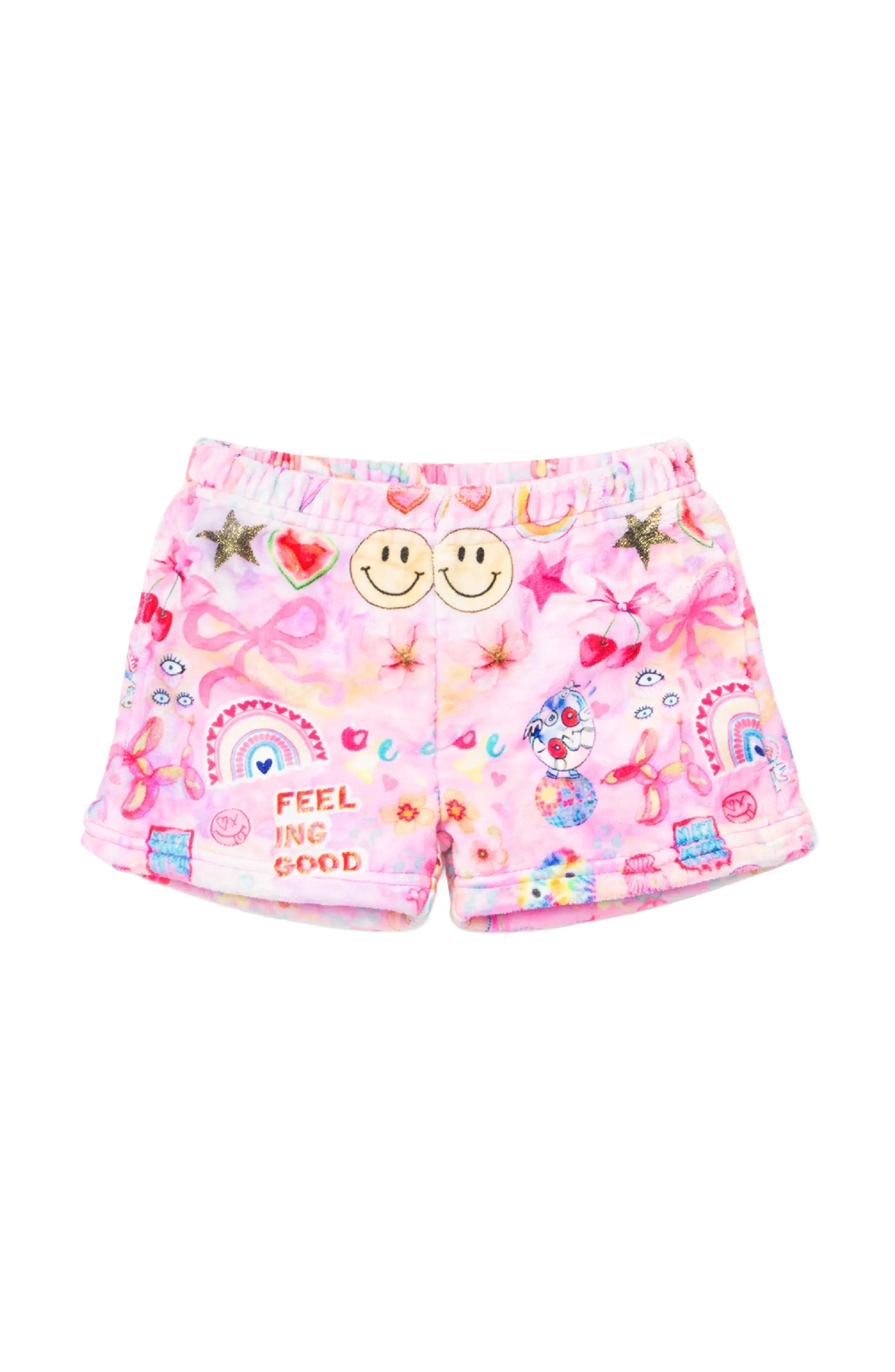 Happy Collage Plush Loungewear Shorts - Doodlebug's Children's Boutique