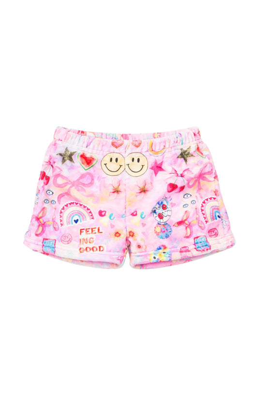 Happy Collage Plush Loungewear Shorts - Doodlebug's Children's Boutique