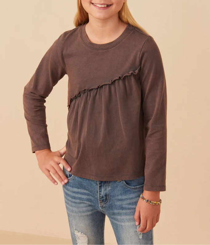 Asymmetrical Hem Washed Top  - Doodlebug's Children's Boutique