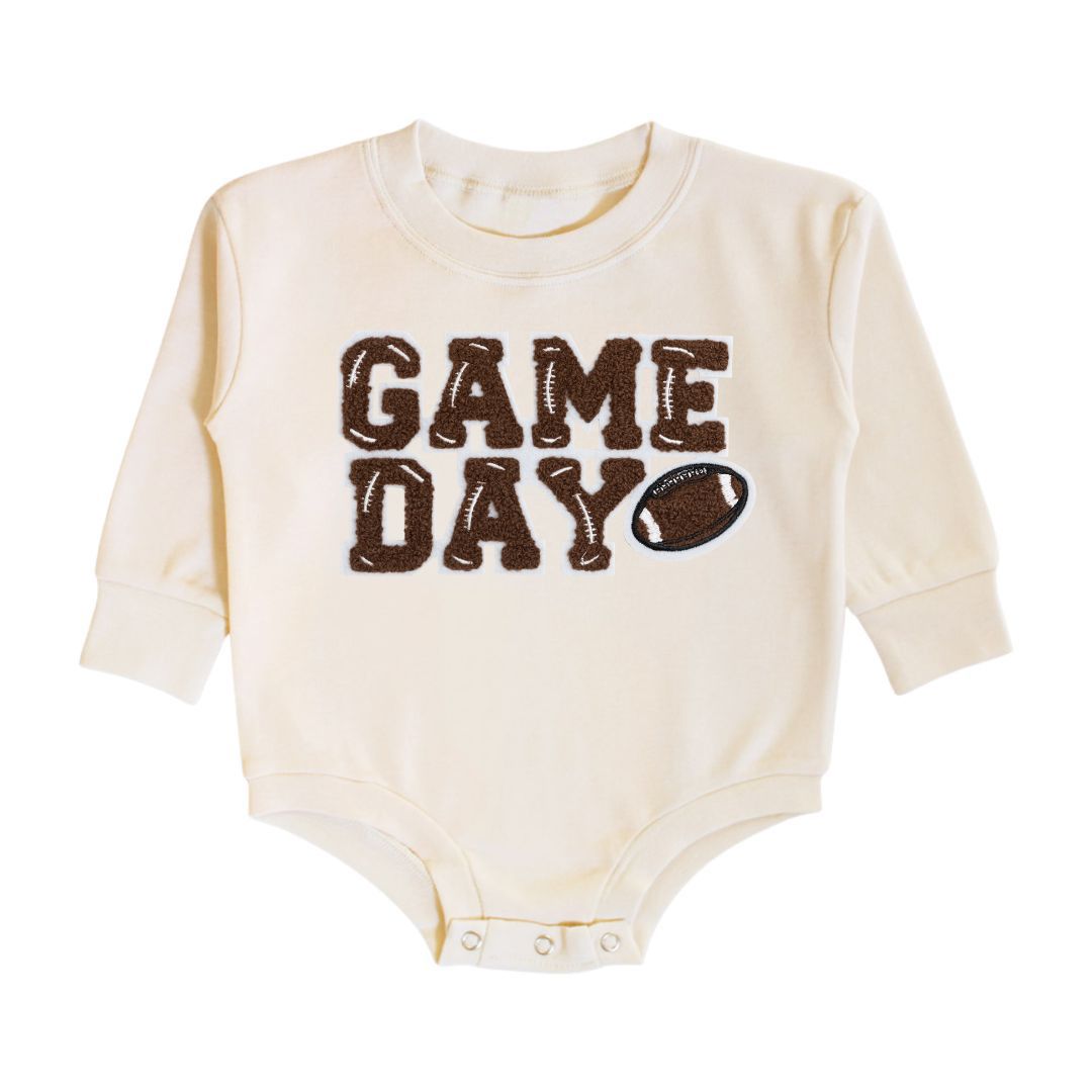 Game Day Patch Long Sleeve Romper  - Doodlebug's Children's Boutique