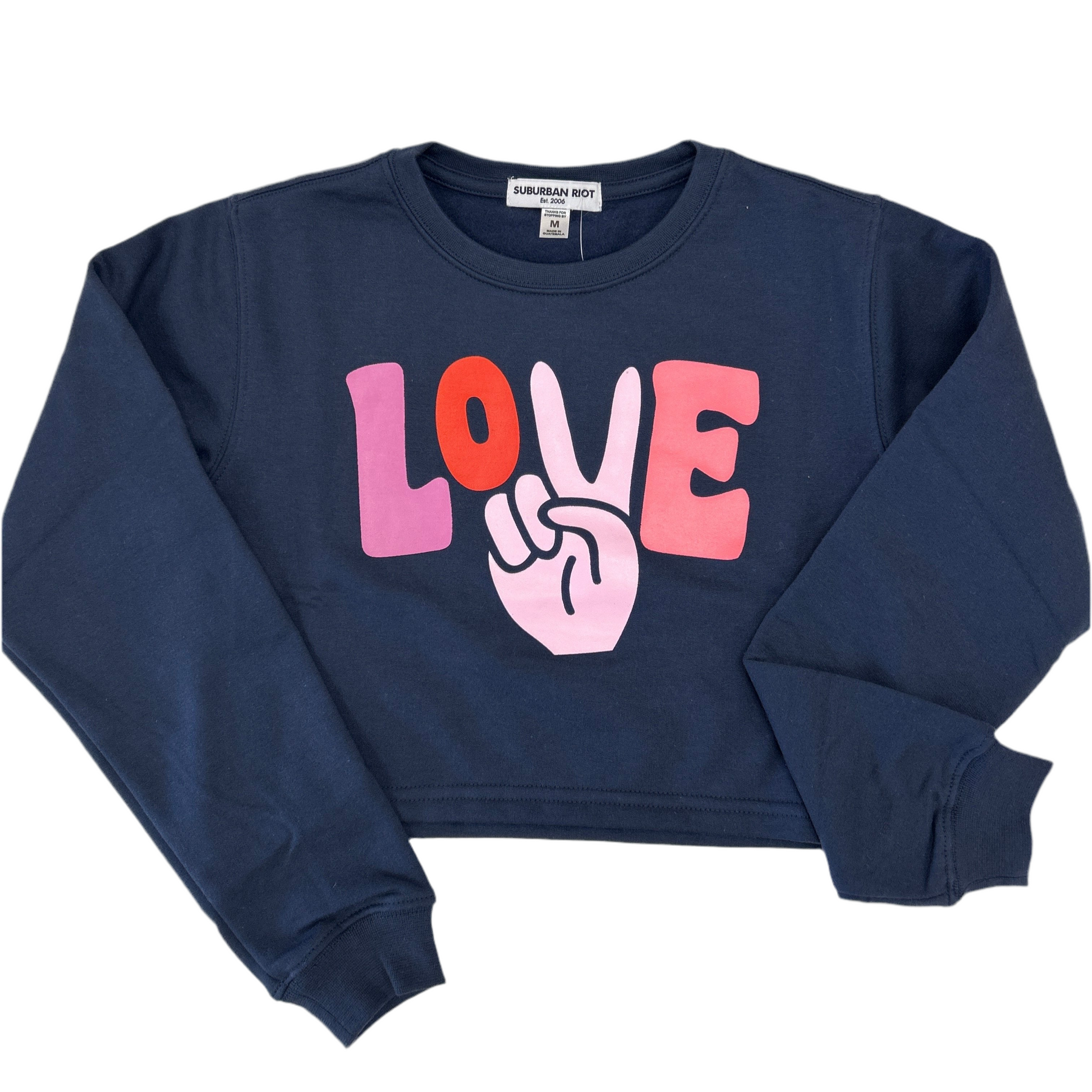 Peace Love Boxy Crop Sweatshirt  - Doodlebug's Children's Boutique