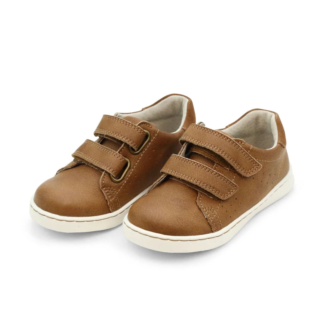 Kyle Double Velcro Sneaker in Chestnut - Doodlebug's Children's Boutique