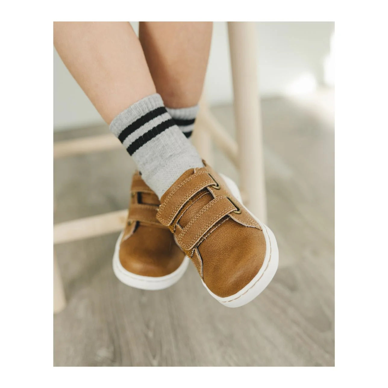 Kyle Double Velcro Sneaker in Chestnut - Doodlebug's Children's Boutique