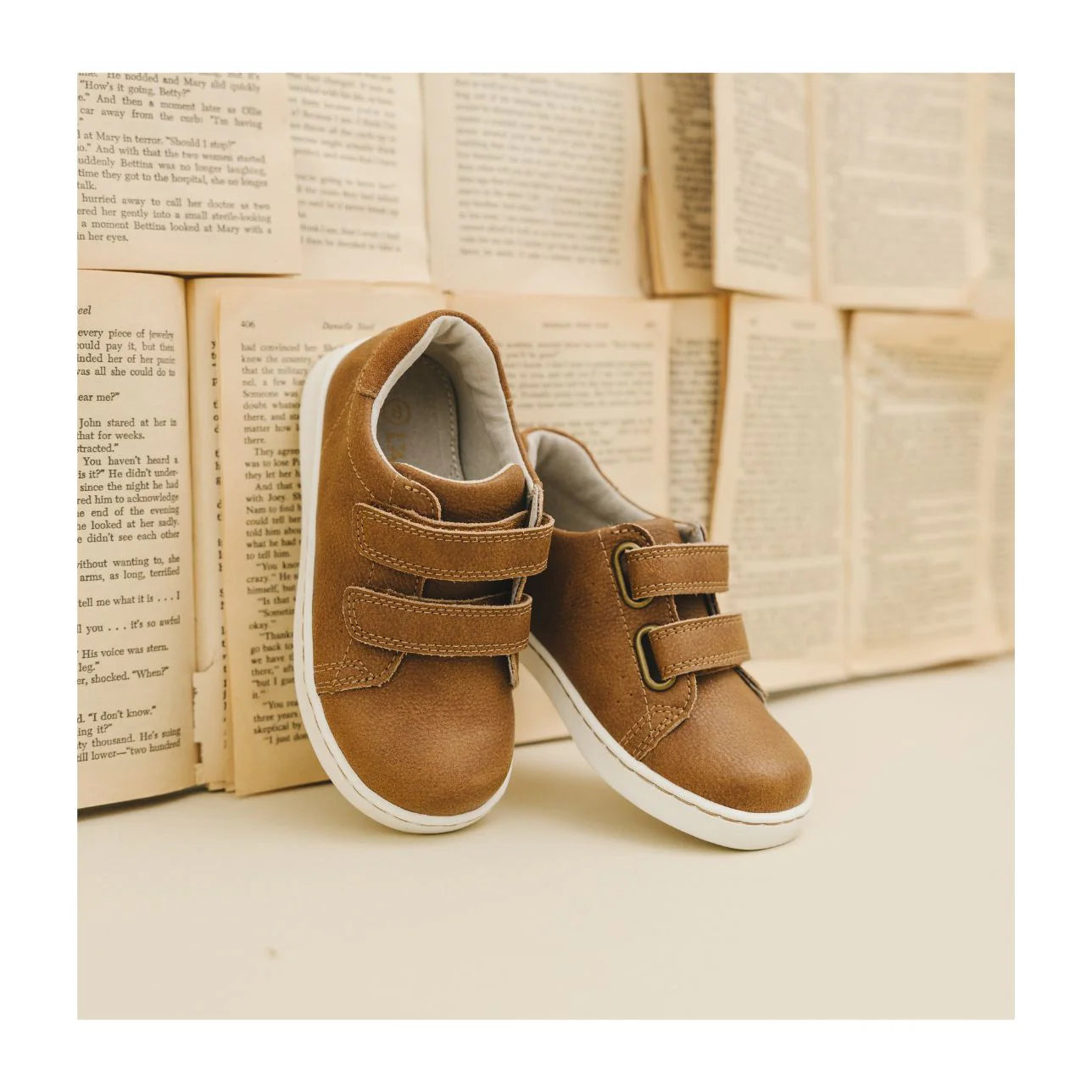 Kyle Double Velcro Sneaker in Chestnut - Doodlebug's Children's Boutique