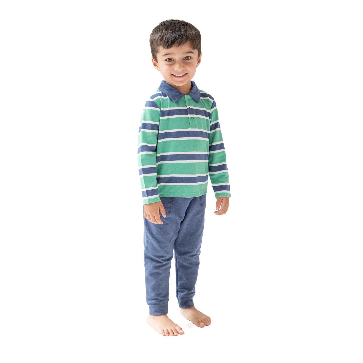 Rugby Stripe Long Sleeve Polo Shirt - Doodlebug's Children's Boutique