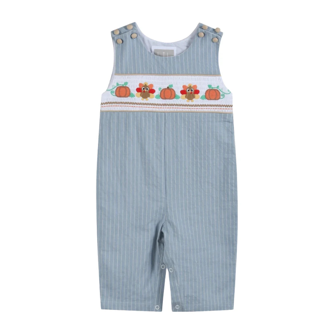 Turkey Smocked Overalls - Doodlebug's Children's Boutique