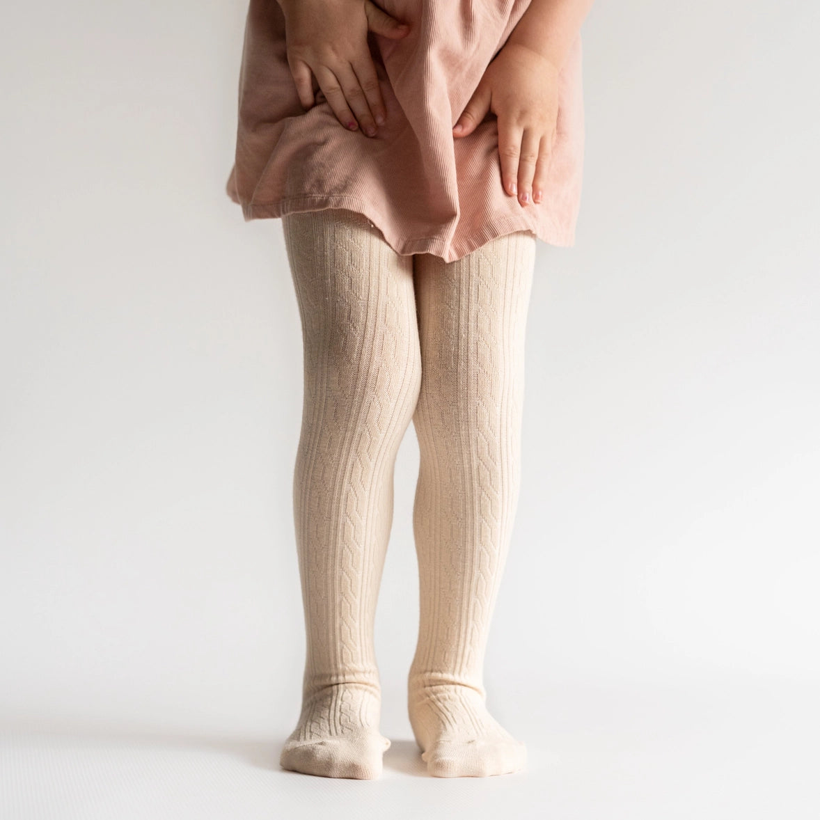 Cable Knit Tights in Vanilla  - Doodlebug's Children's Boutique