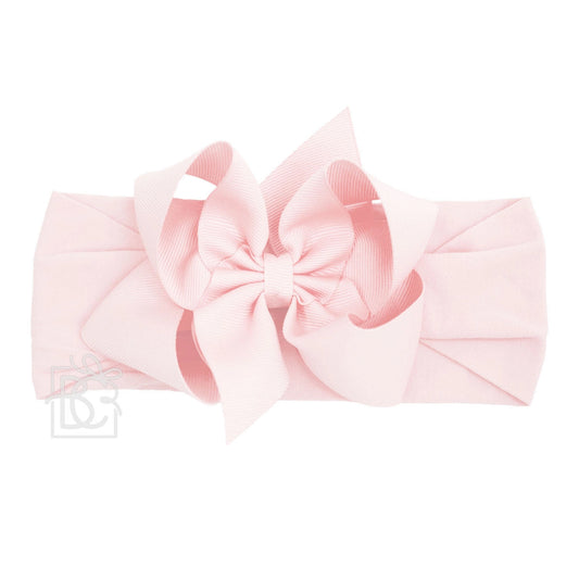 Wide Nylon Headband with Huge Bow in Light Pink - Doodlebug's Children's Boutique