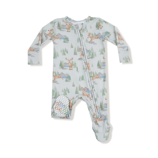 Buck Deer 2 Way Zipper Footie - Doodlebug's Children's Boutique