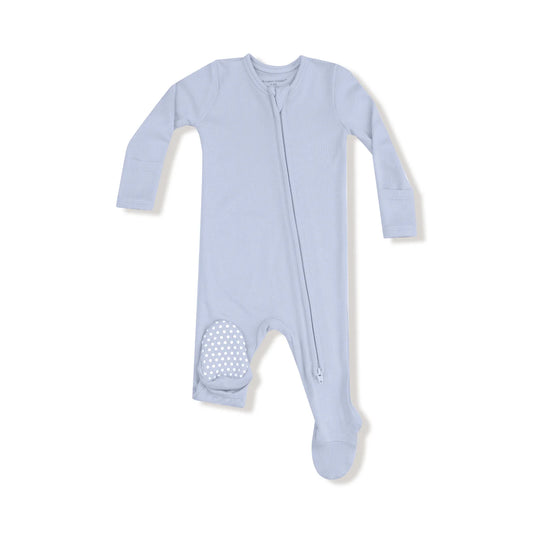 Niagara Mist Ribbed 2 Way Zipper Footie - Doodlebug's Children's Boutique