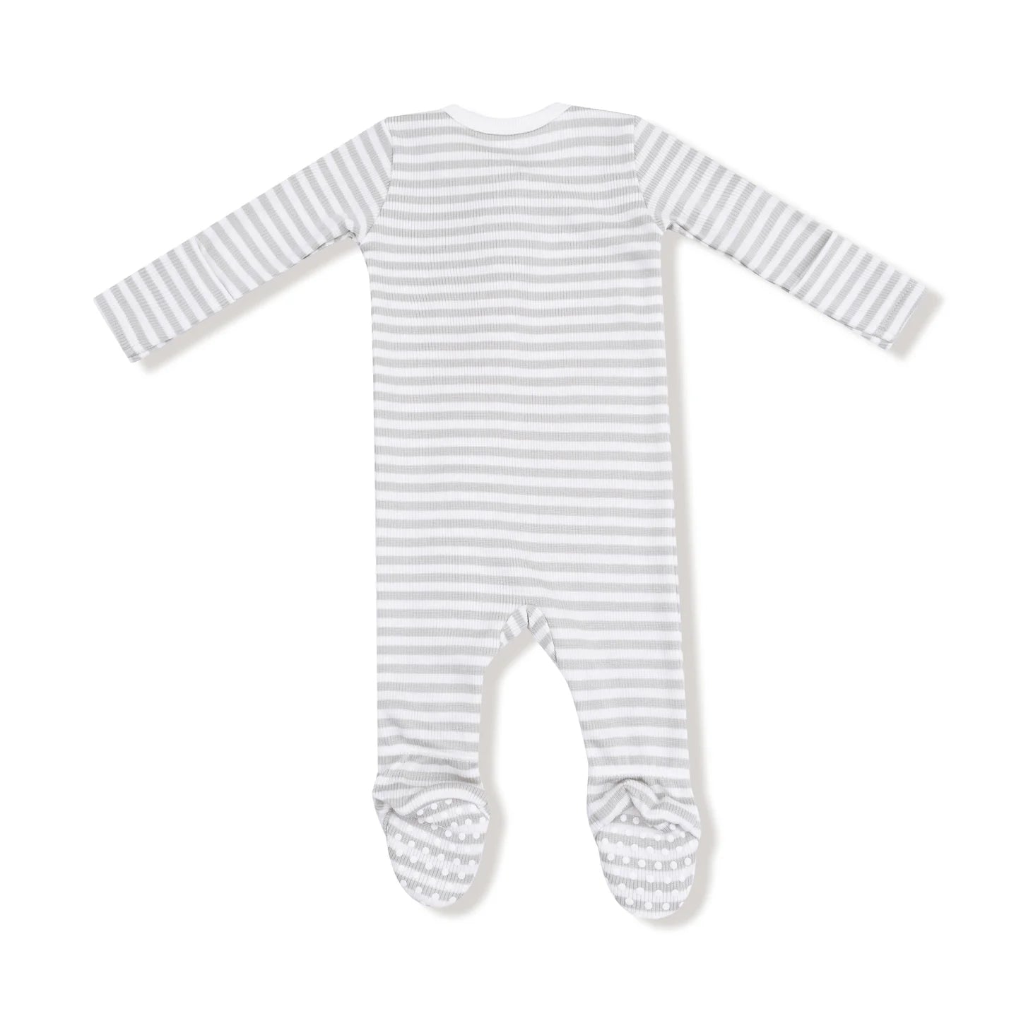 Sage Stripe Ribbed 2 Way Zipper Footie - Doodlebug's Children's Boutique