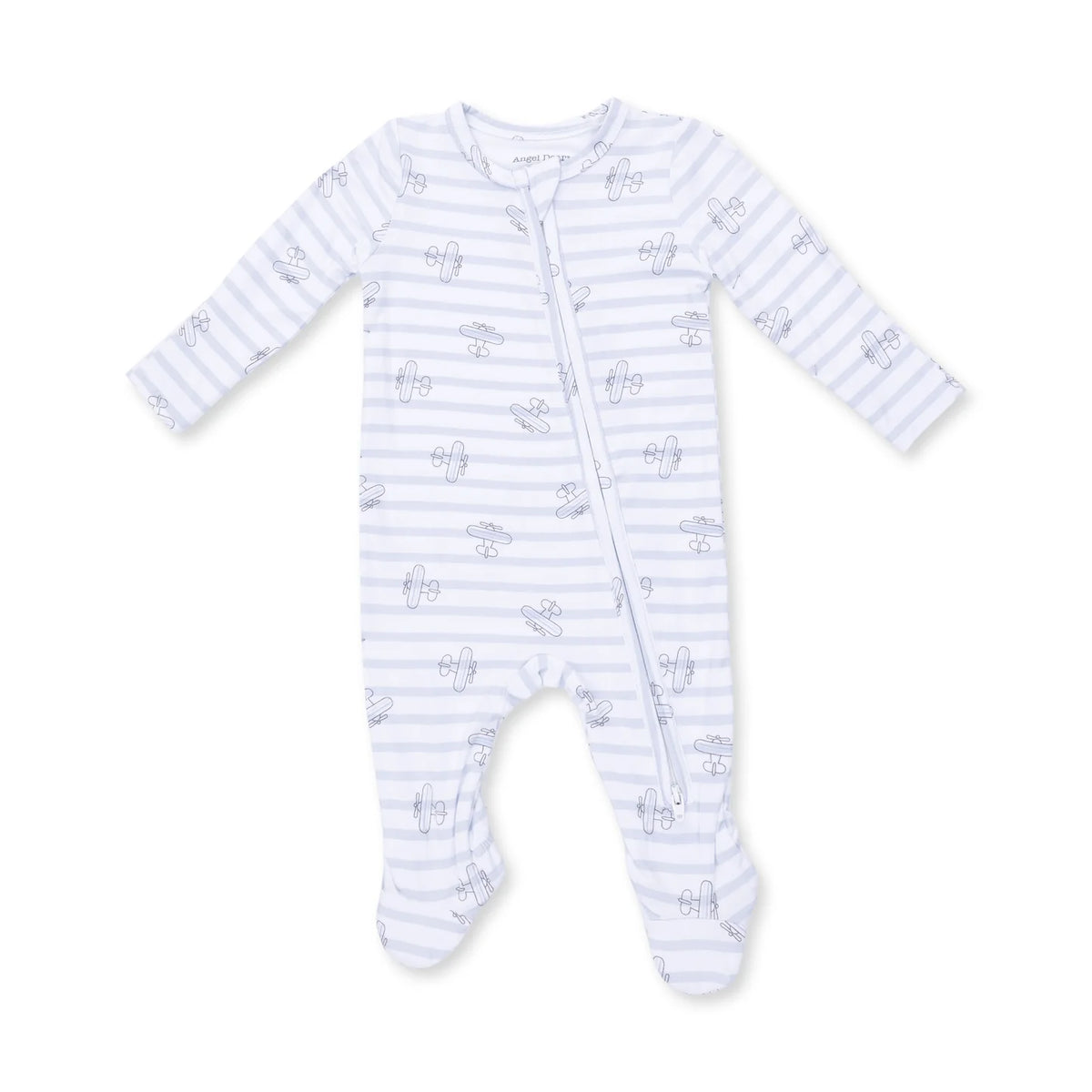 Airplane Stripe 2 Way Zipper Footie - Doodlebug's Children's Boutique