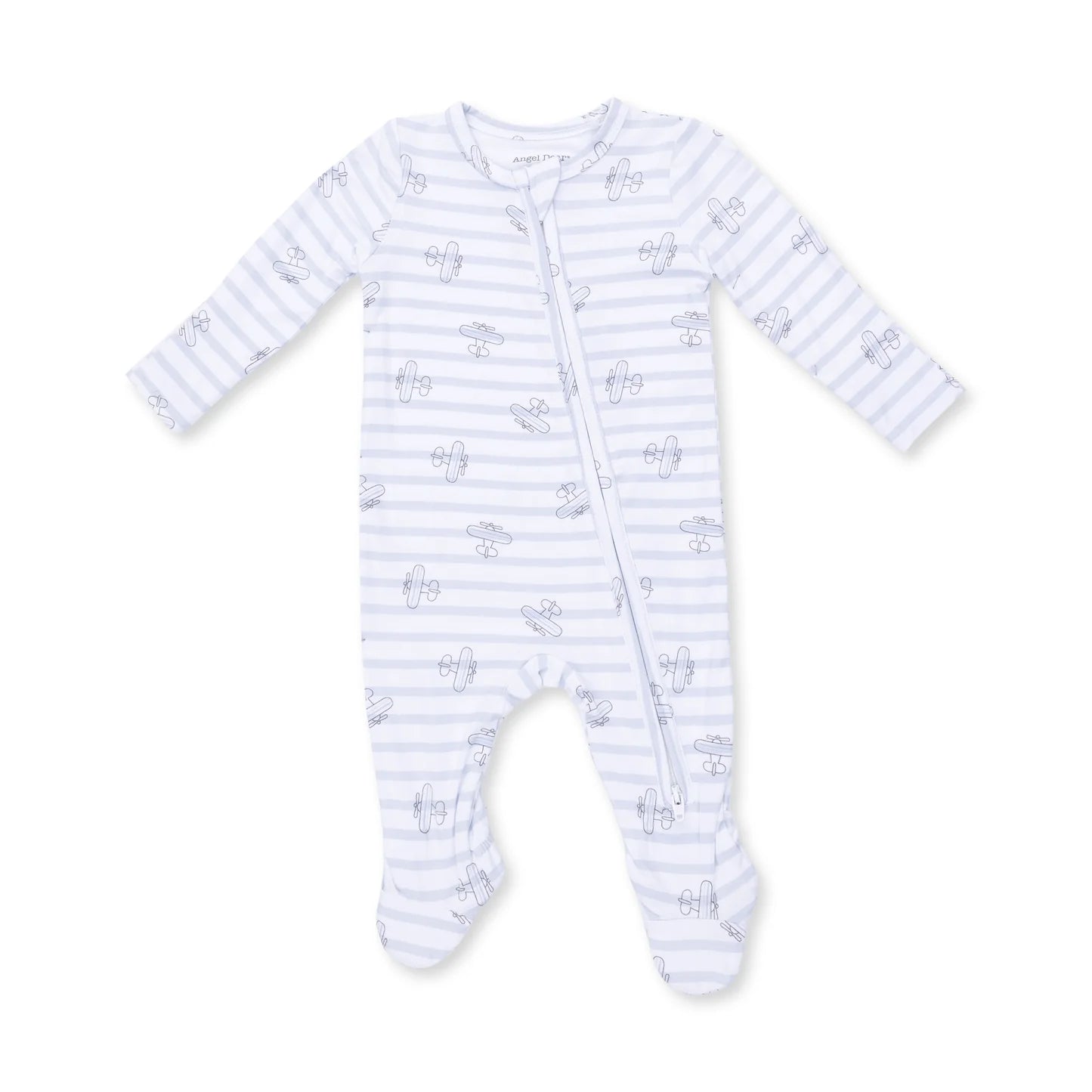 Airplane Stripe 2 Way Zipper Footie - Doodlebug's Children's Boutique