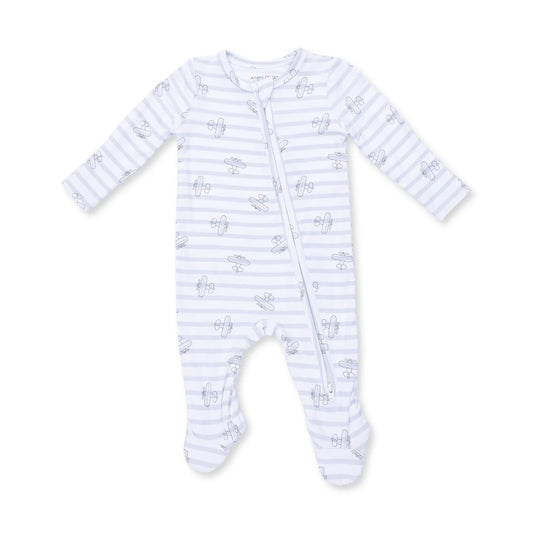Airplane Stripe 2 Way Zipper Footie - Doodlebug's Children's Boutique