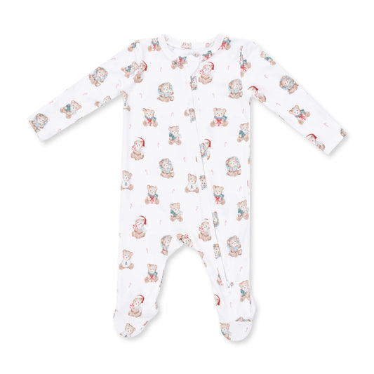 Christmas Teddy Bears 2 Way Zipper Footie - Doodlebug's Children's Boutique