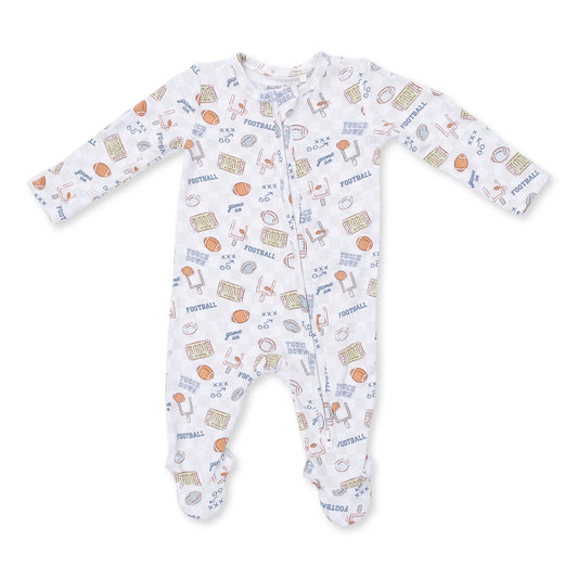 Football Check 2 Way Zipper Footie - Doodlebug's Children's Boutique