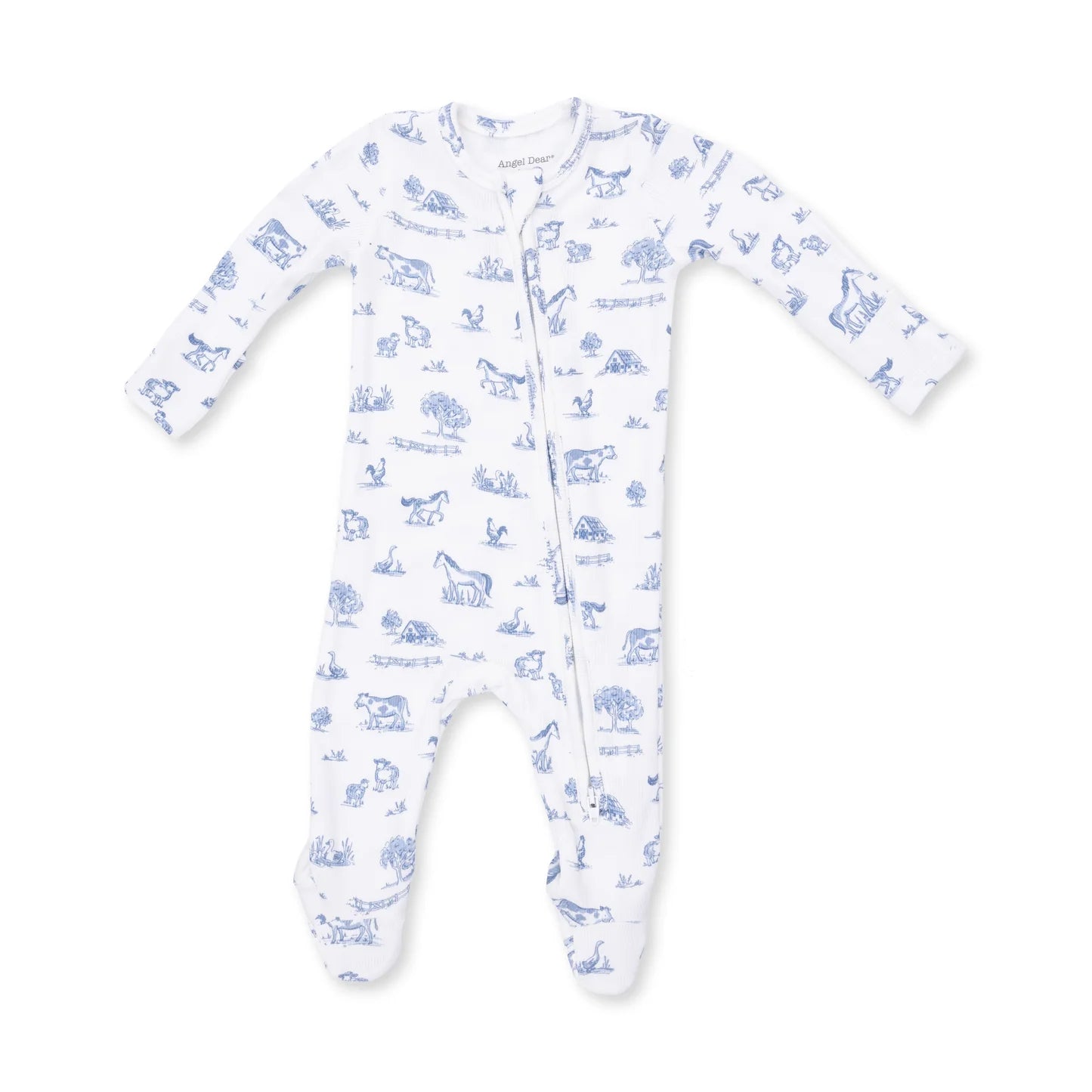 Farm Friends Ribbed 2 Way Zipper Footie