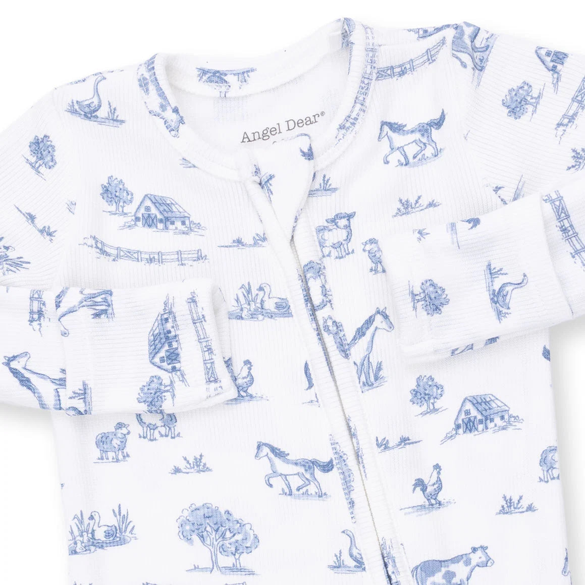 Farm Friends Ribbed 2 Way Zipper Footie