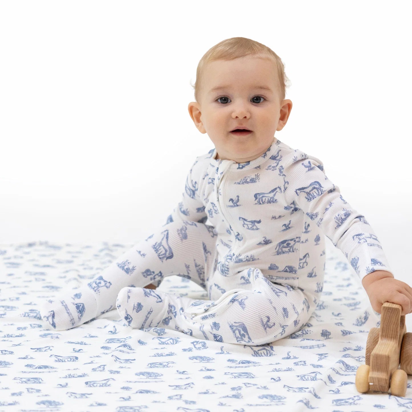 Farm Friends Ribbed 2 Way Zipper Footie