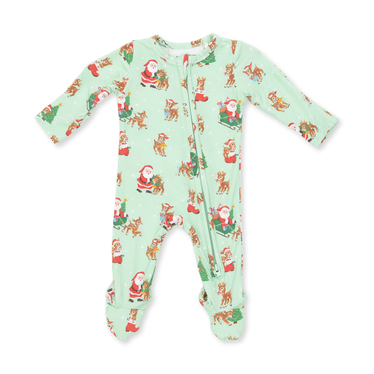 Vintage Reindeer & Santa 2 Way Zipper Footie