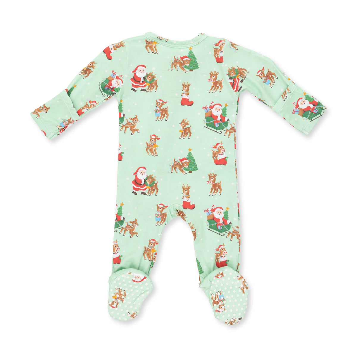 Vintage Reindeer & Santa 2 Way Zipper Footie