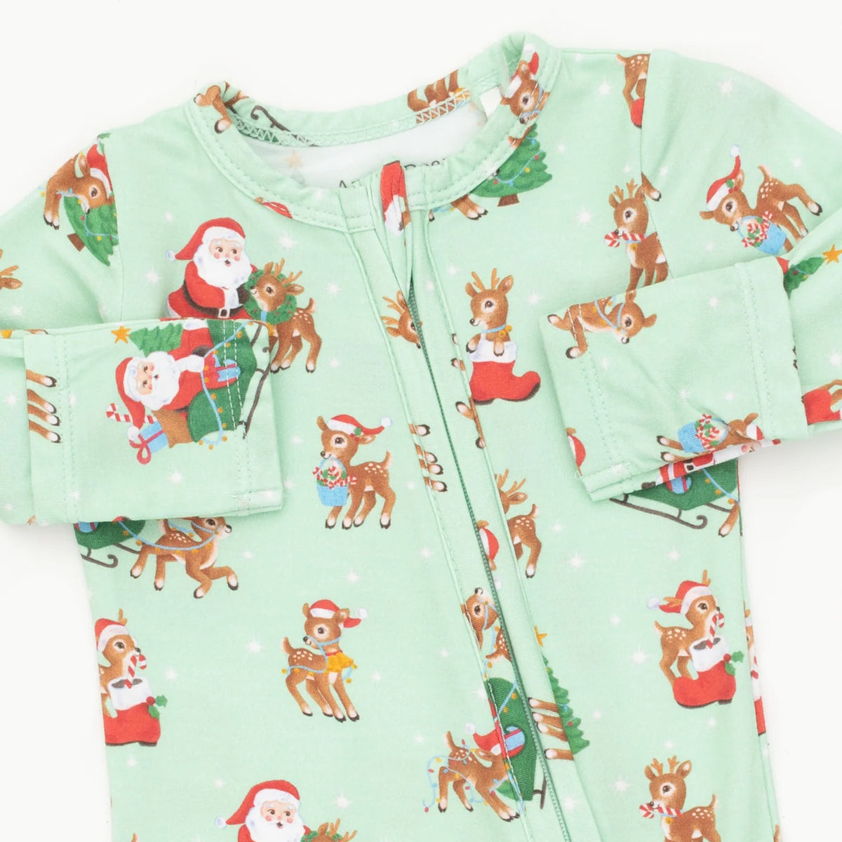 Vintage Reindeer & Santa 2 Way Zipper Footie