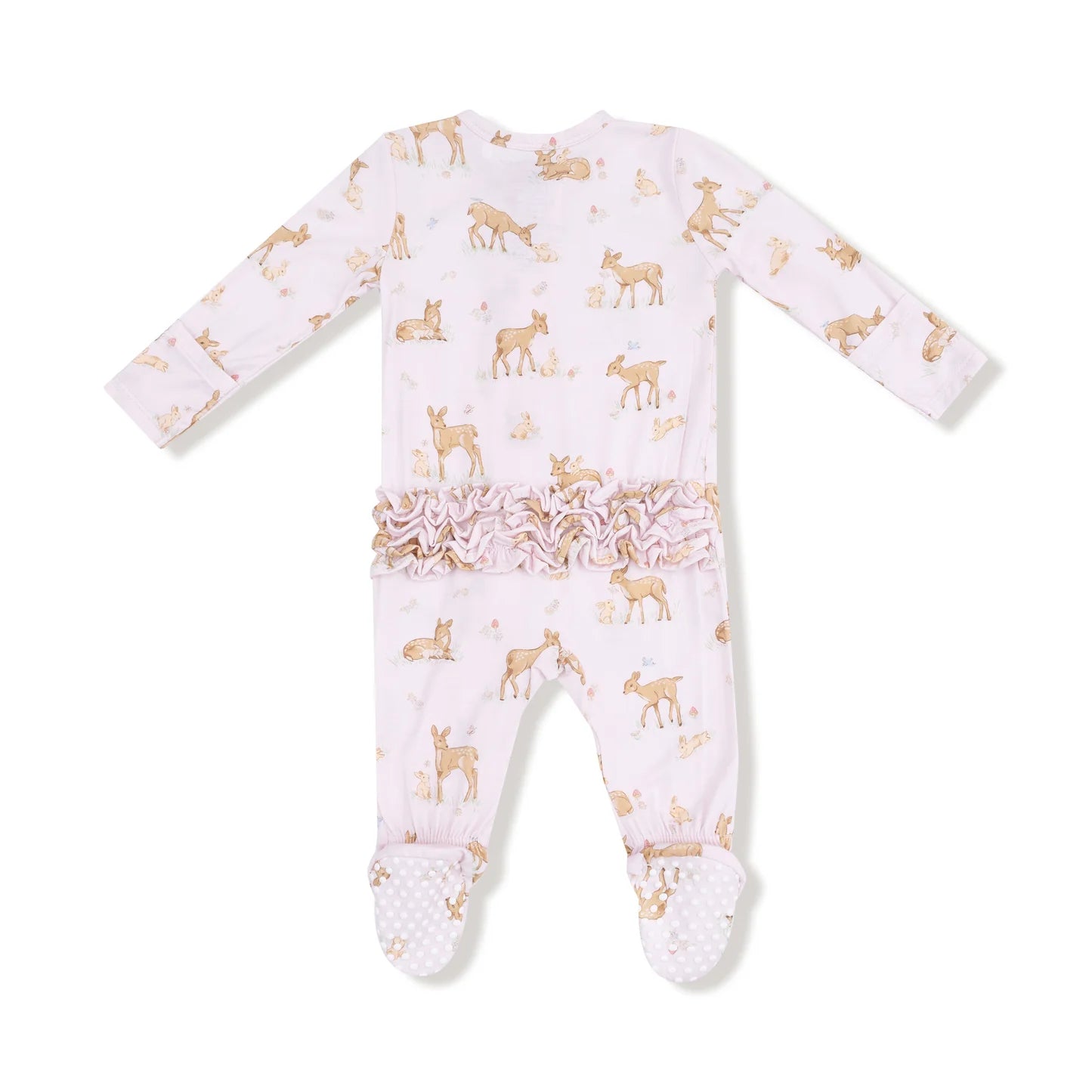 Little Fawn 2 Way Zipper Ruffle Back Footie - Doodlebug's Children's Boutique