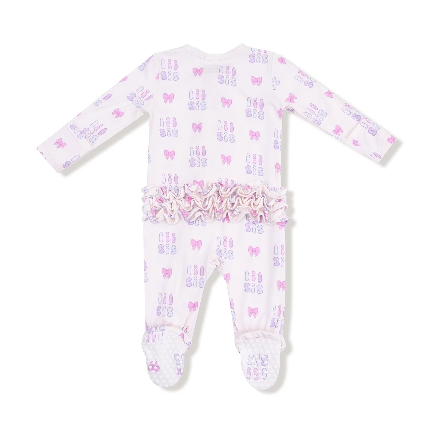 Lil Sis 2 Way Zipper Ruffle Back Footie - Doodlebug's Children's Boutique