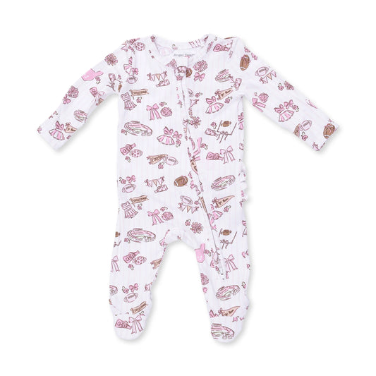 Football Cheer 2 Way Zipper Ruffle Back Footie - Doodlebug's Children's Boutique