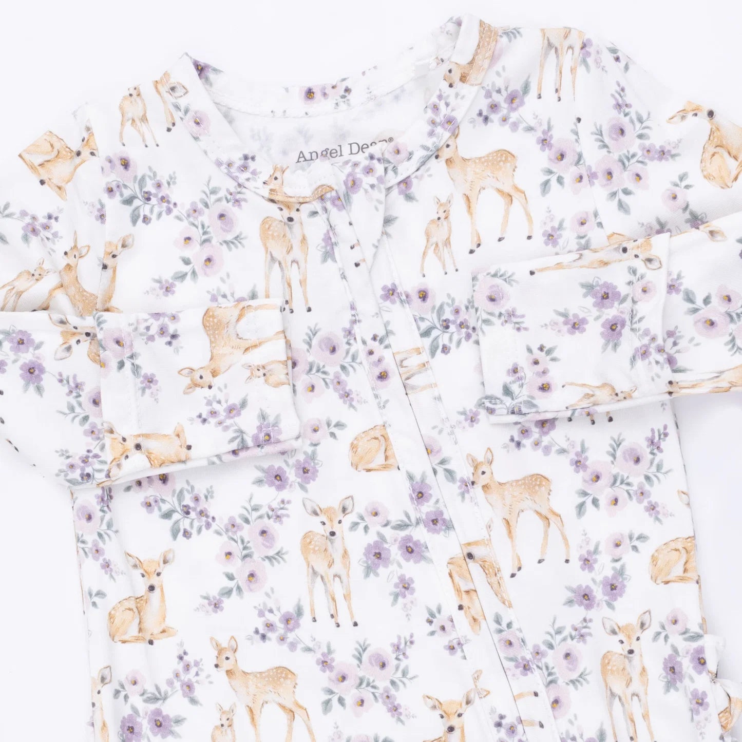 Floral Deer 2 Way Zipper Ruffle Back Footie - Doodlebug's Children's Boutique