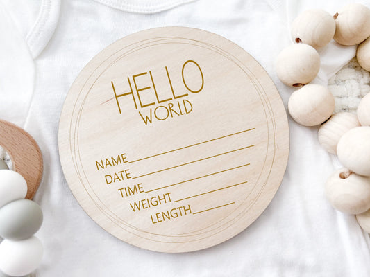 Hello World Natural Wood Stat Plaque  - Doodlebug's Children's Boutique