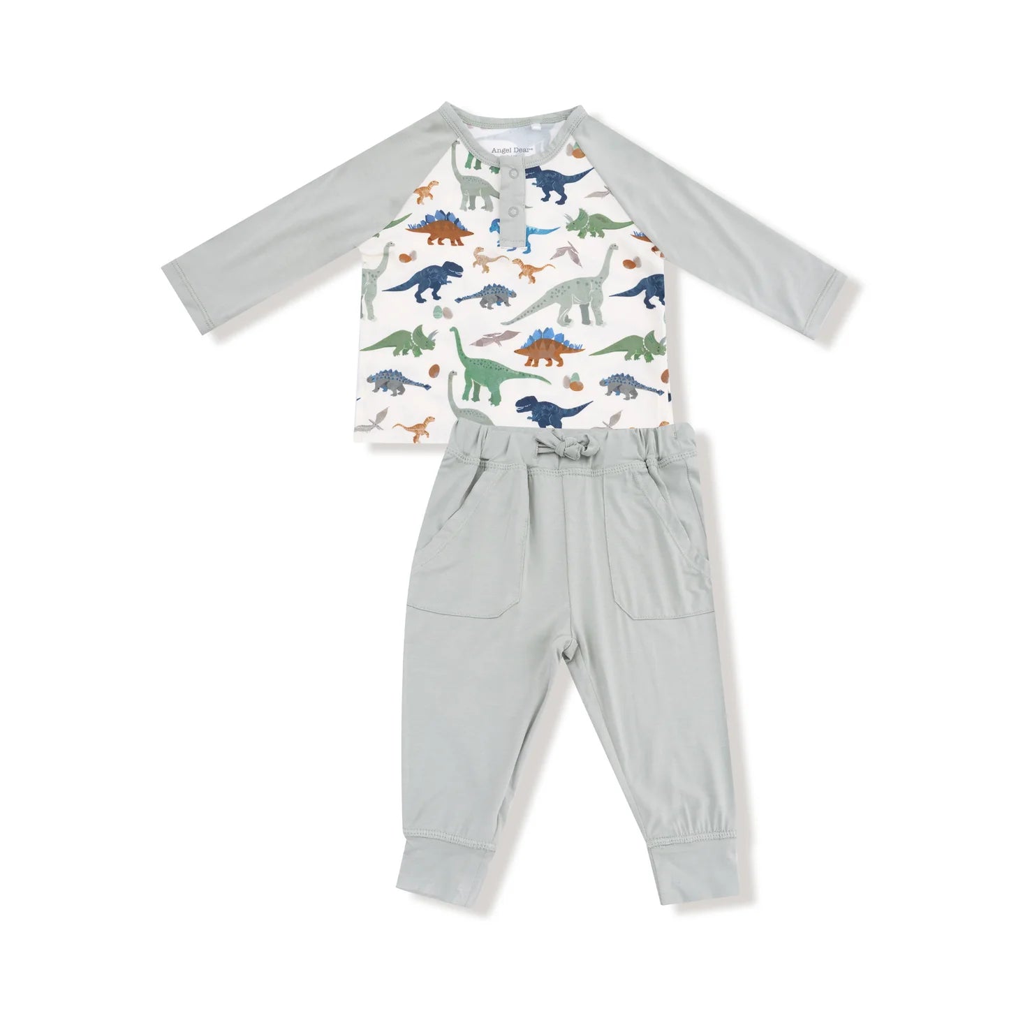 Washy Dinos Long Sleeve Raglan Henley and Jogger Set - Doodlebug's Children's Boutique