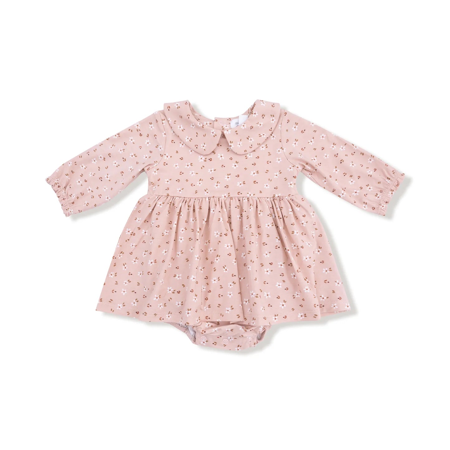 Carrie Floral Long Sleeve Peter Pan Collar Bodysuit Dress - Doodlebug's Children's Boutique