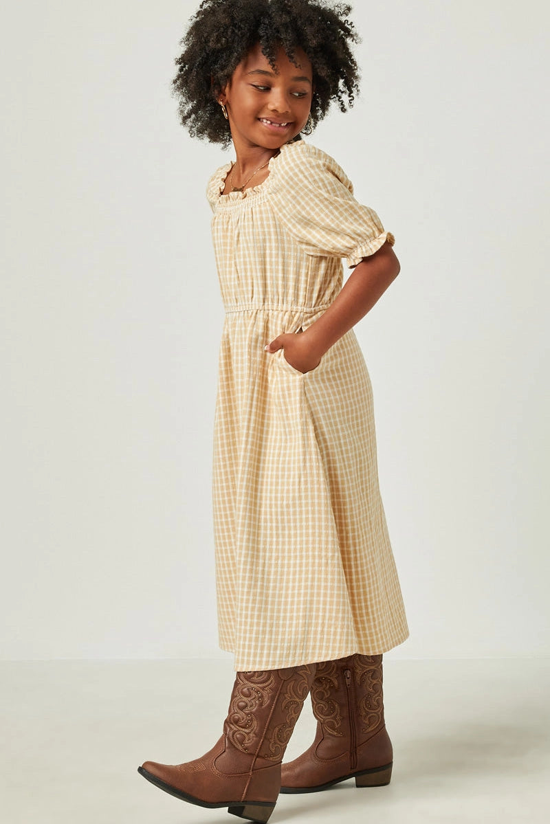 Yellow Gingham Smocked Dress