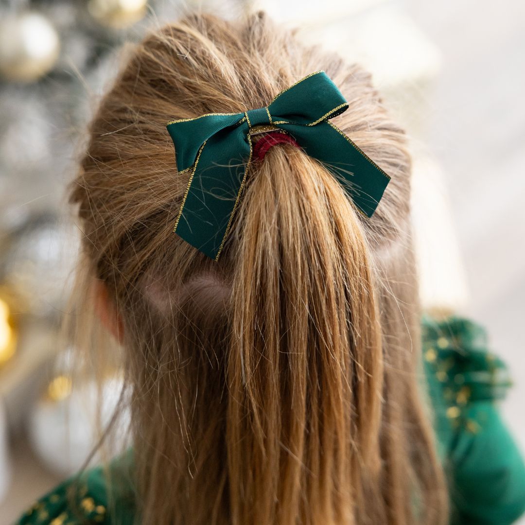 Emerald Coquette Bow Clip  - Doodlebug's Children's Boutique