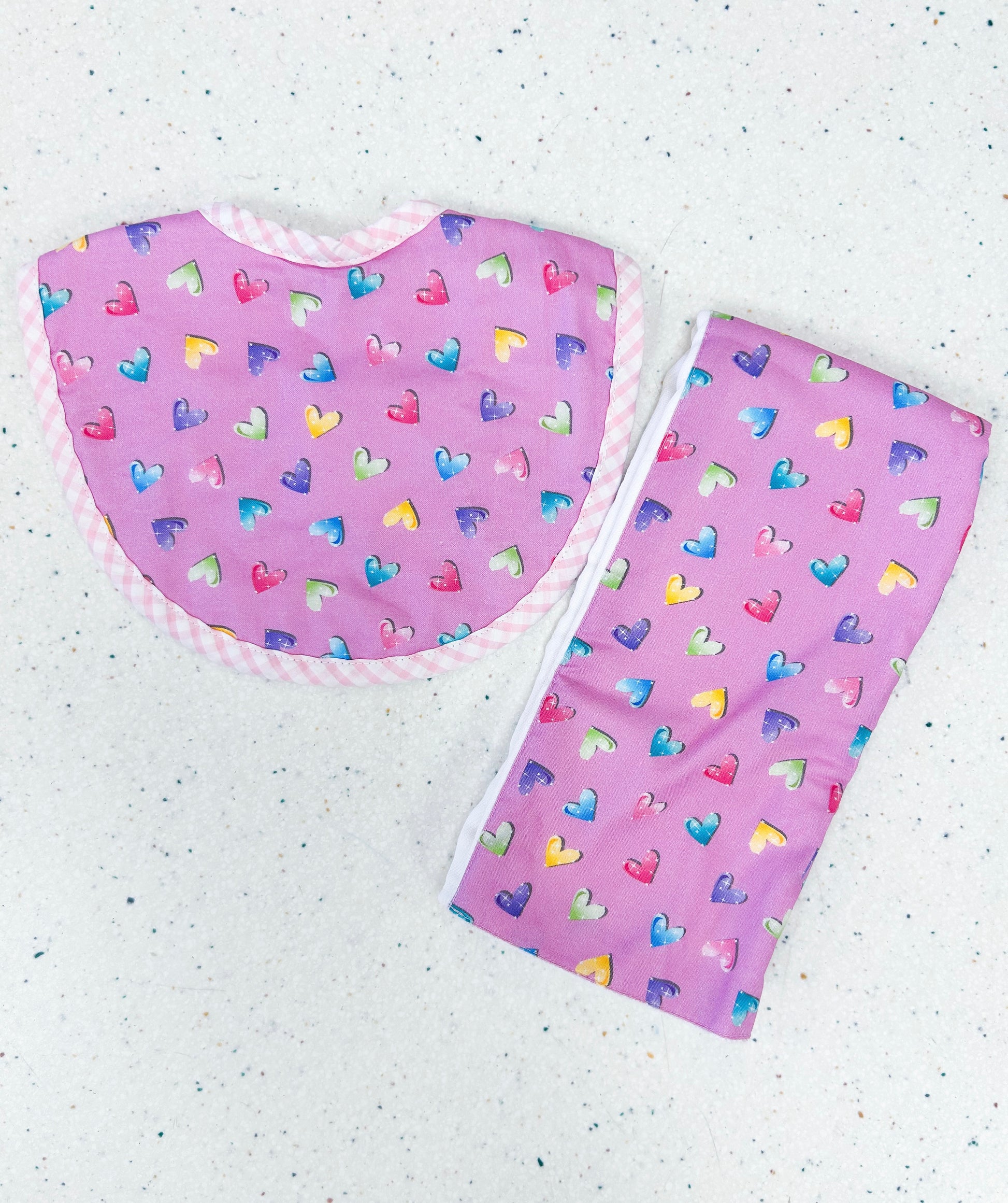Bright Hearts Bib & Burp Cloth Box Set - Doodlebug's Children's Boutique