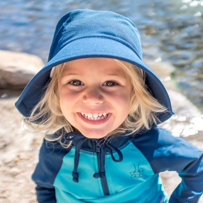 Breathable Sun Protection Bucket Hat in Navy  - Doodlebug's Children's Boutique