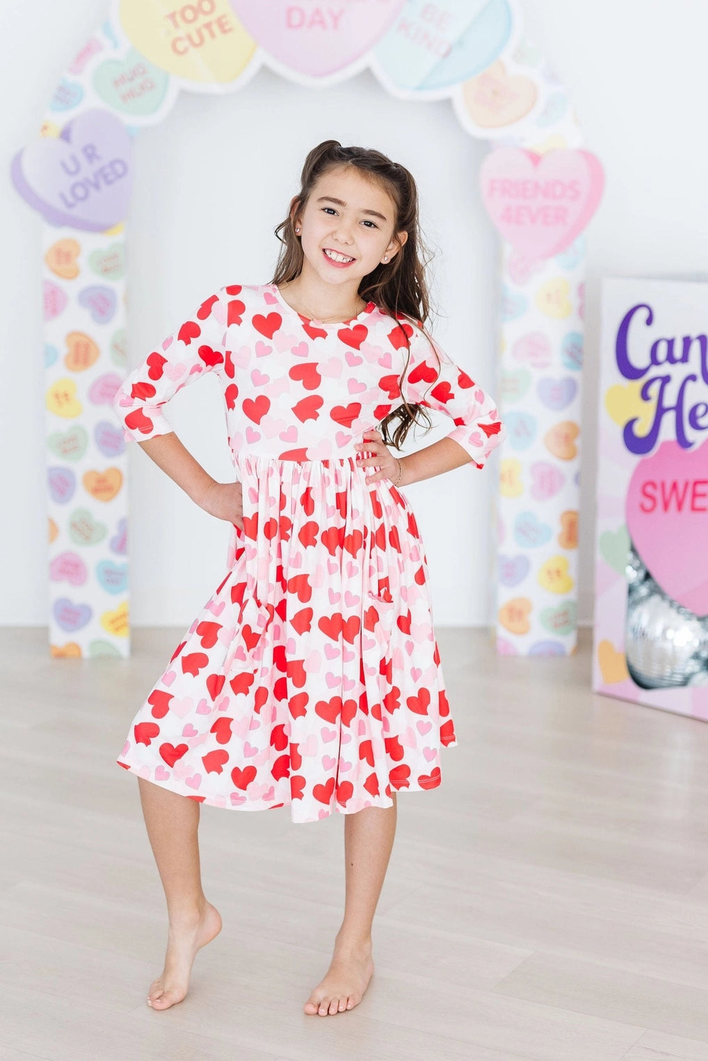 Be Mine 3/4 Sleeve Pocket Twirl Dress - Doodlebug's Children's Boutique