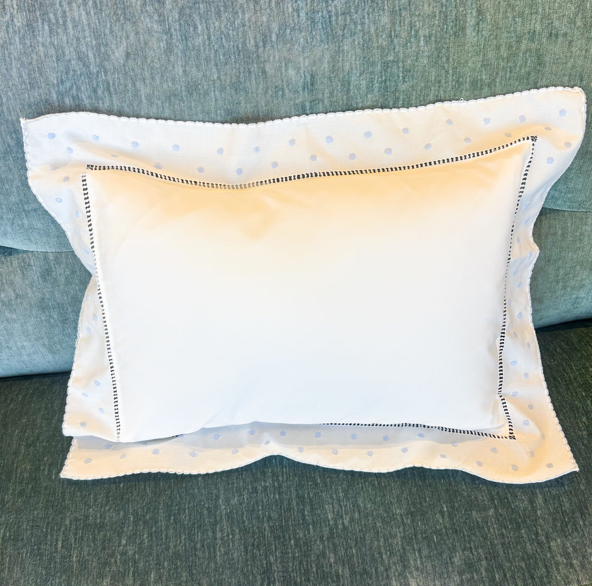 Blue Polka Dot Pillow - Doodlebug's Children's Boutique