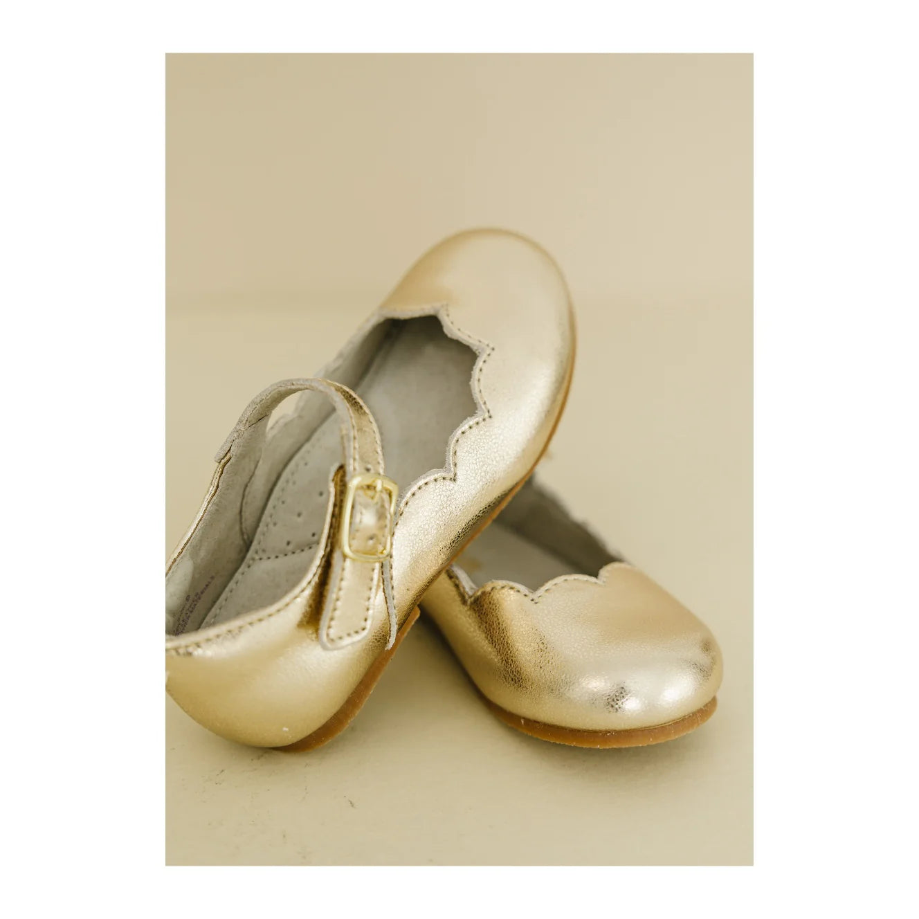 Sonia Scalloped Flat in Gold - Doodlebug's Children's Boutique