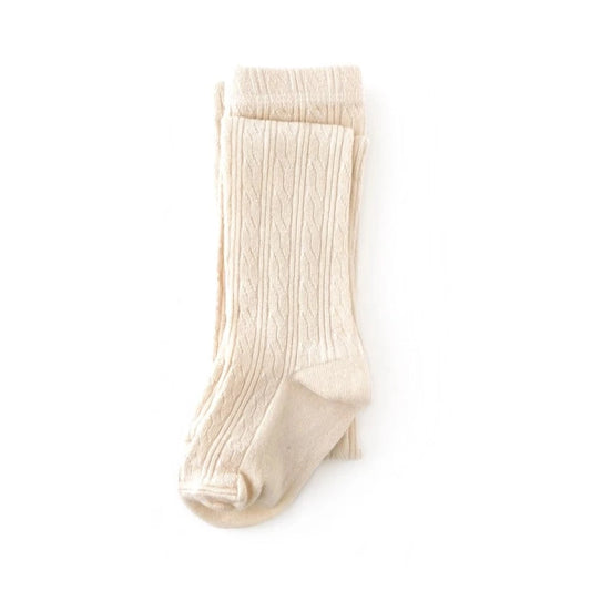 Cable Knit Tights in Vanilla  - Doodlebug's Children's Boutique