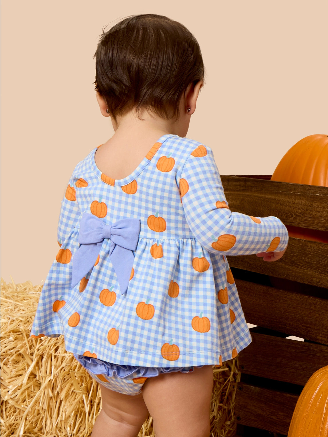 Pumpkin Patch Gingham Twirl Top & Ruffle Bloomer Set