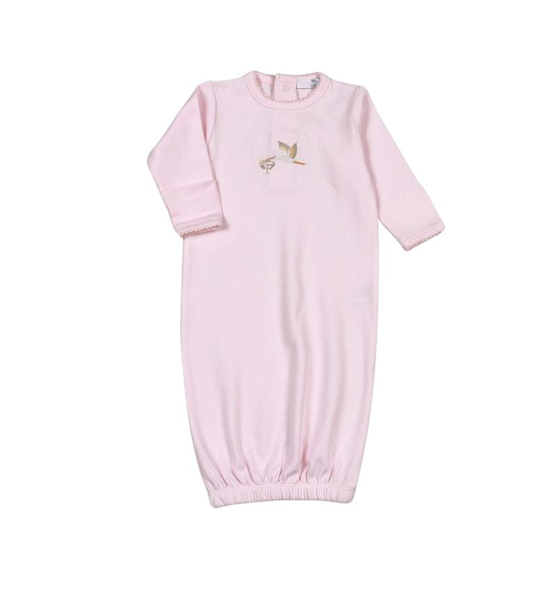 Pink Welcome Baby Hand Embroidered Gown - Doodlebug's Children's Boutique